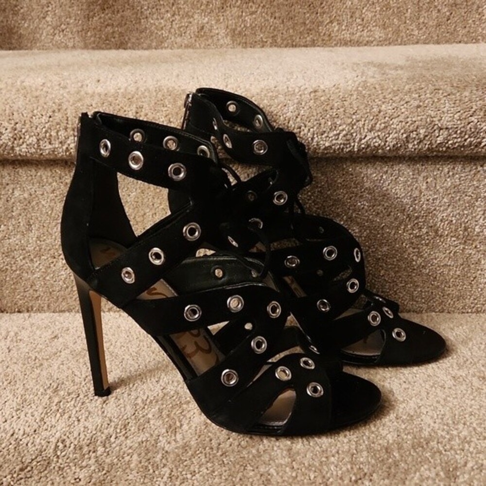 Sam Edelman "Phoebe" Black Suede Stiletto High Heels Size 8